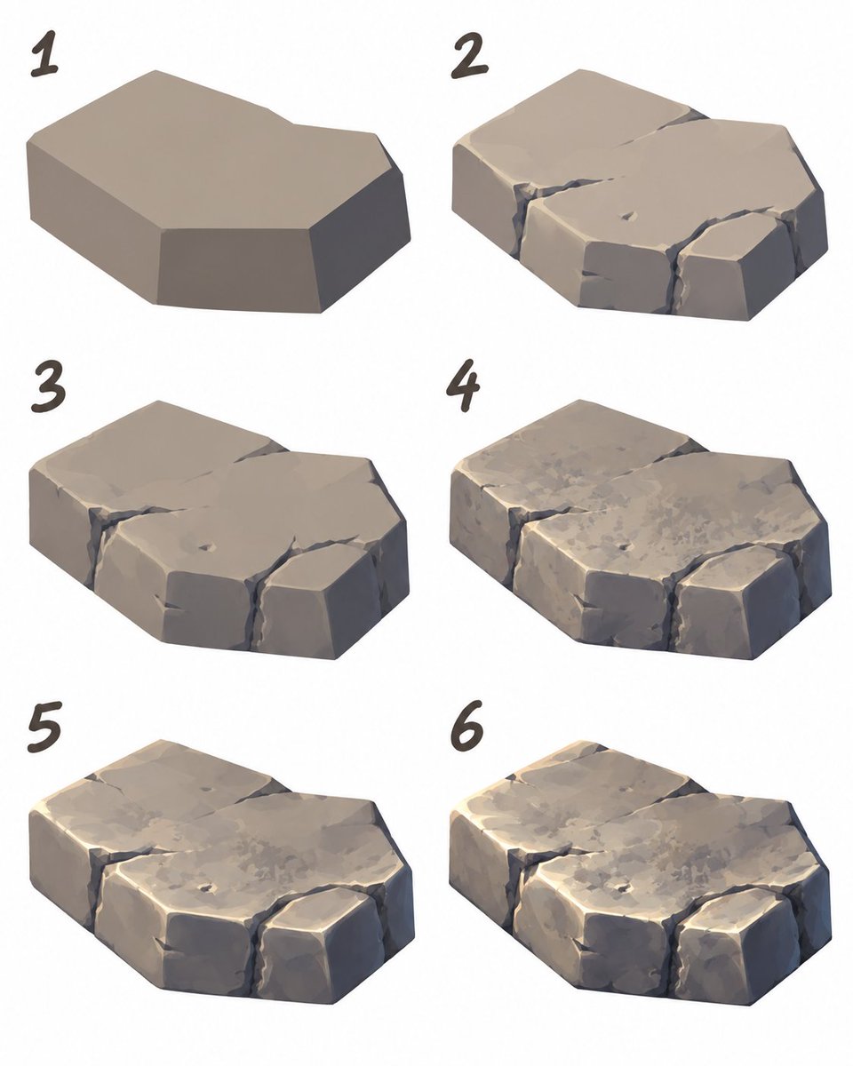 ArtHarbor_'s tweet photo. Rock textures look better when you build the shape first. https://t.co/Q83AZZiesh