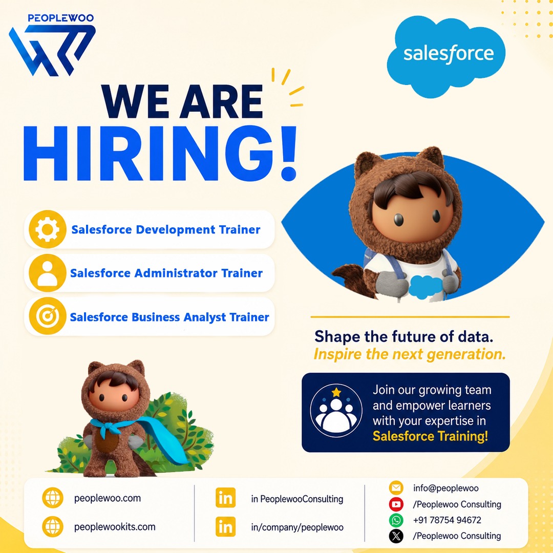 Peoplewoocon's tweet photo. Apply Now: https://t.co/haagHeOIeg
#SalesforceTrainer #HiringSalesforceTrainer #SalesforceJobs #SalesforceCareer #SalesforceTraining #SalesforceInstructor #SalesforceExpert https://t.co/NU8RqiR8ZK