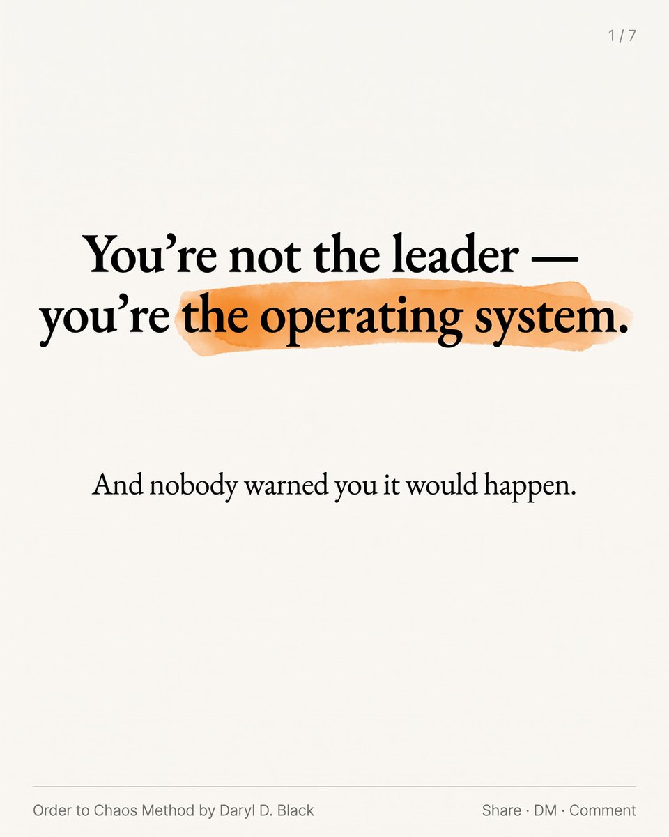 DarylDBlack's tweet photo. You're not the leader of your company. You've become its operating system — the Human API every decision routes through. You can't be cloned, and you crash the moment you take a holiday. That's not discipline. It's a systems problem. https://t.co/ACBXQH8dRd https://t.co/CoazpZcub9