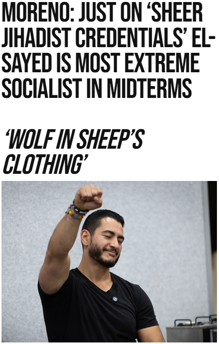 GuntherEagleman's tweet photo. MICHIGAN, DON'T FALL FOR THE WOLF IN SHEEP'S CLOTHING.

Senator Bernie Moreno says Abdul El-Sayed is the most extreme socialist running in the midterms, and he's right. 

El-Sayed has spent his whole campaign standing with Bernie Sanders and Hasan Piker and calling illegal immigration a "paperwork violation." 

He'll smile for the cameras and talk about working families, but his agenda would wreck Michigan. 

Vote him down in November.