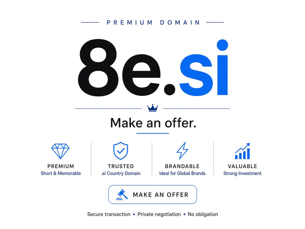 TheDomainAgent's tweet photo. https://t.co/5x7XbkucWo ⚡
A rare 2 character 2L .si domain with strong potential for the next generation brand.

💎 Short. Clean. Premium NL .si
💰 For Sale Make an offer.
📩 DM for inquiries.

#si #SuperIntelligence #DomainForSale https://t.co/sCYJXlAuGS