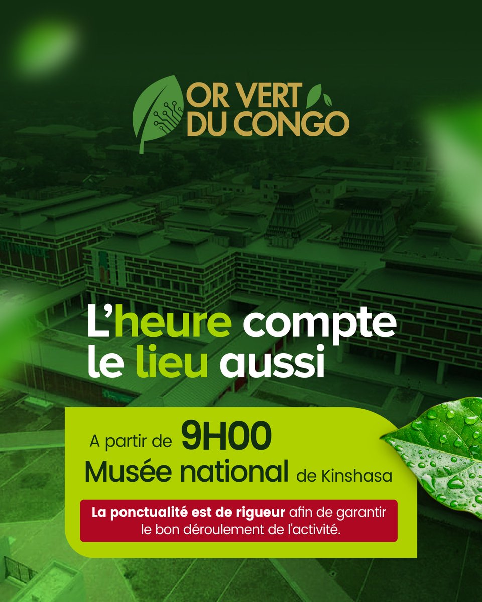Orvertducongo's tweet photo. L’HEURE COMPTE. LE LIEU AUSSI.

📍 Rendez-vous : Musée National de Kinshasa
🕐 À partir de 9H00
📅 03.10.2026 https://t.co/l1kPYFHgB7