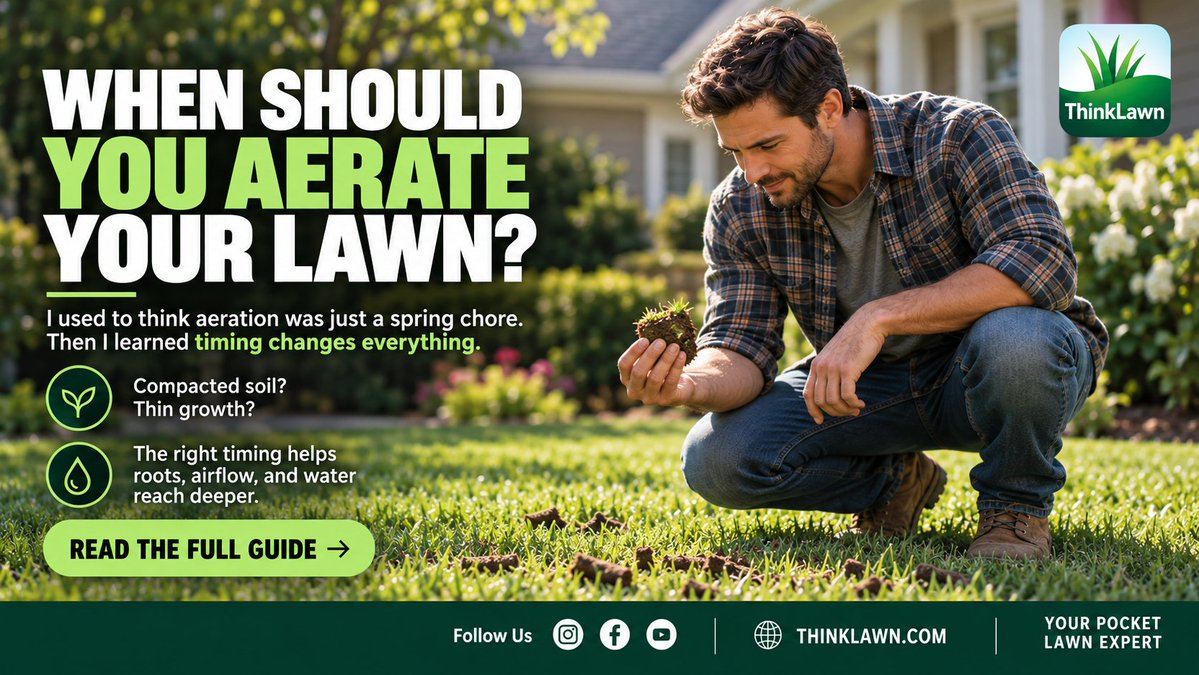 ThinkLawnAI's tweet photo. I used to think lawn aeration was just another spring task. Turns out, timing matters.

Aerating at the wrong time may not give your lawn what it needs.

So, when should you actually aerate?

Read the guide: https://t.co/GBYnT586IV

#LawnCare #ThinkLawn https://t.co/GVs1fXcp9Y