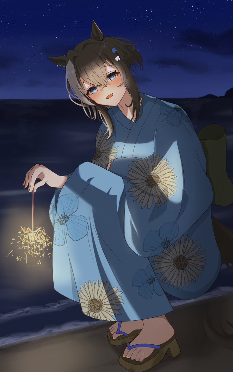 rain_drawing01's tweet photo. 浴衣シュヴァルと線香花火 https://t.co/EqzoPDhBRz