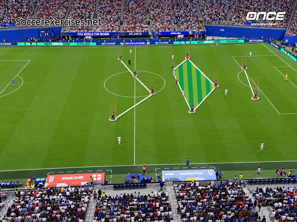 11OnceSport's tweet photo. ⚽ How England Can Turn Pressing Pressure Into Attacking Space

Ahead of England’s meeting with Croatia, Thomas Tuchel’s approach to building against aggressive pressing offers an interesting tactical reference, particularly following the defeat to Spain.

One solution is to use the striker to manipulate the defensive line. By dropping towards midfield, the forward can force a centre-back to decide whether to follow or maintain the defensive shape. If the defender steps out, space opens behind the line.

This movement creates the conditions for a precise, line-breaking pass to bypass the first pressing wave. The next action is crucial: England’s advancing players must immediately attack the space before the opposition can recover its defensive structure.

Against Argentina’s compact 4-4-2 diamond, the mechanism was illustrated through a 40m pass that exploited the space created by the striker’s movement. The principle is particularly relevant against opponents who press aggressively and leave space behind their defensive line.

Against Croatia, England could look to use similar movements to create progression options, particularly when the opposition commits players forward. The key is coordinating the striker’s movement with the timing of the pass and the forward runs around him.

If the striker drops without attracting a defender, the space behind may remain protected. If the pass arrives too late, the defensive line has time to recover. The advantage comes from synchronising movement, passing and depth.

For coaches and analysts, this provides a useful example of how build-up decisions can be adapted to the opponent’s pressing behaviour, turning pressure into opportunities to progress. 🧠

Analysis by @soccerexercises, created with Once Sport Analyser.

https://t.co/MpmuCRrPLV

#OnceSport #OnceSportAnalyser #England #ThomasTuchel #Croatia #FootballTactics #TacticalAnalysis