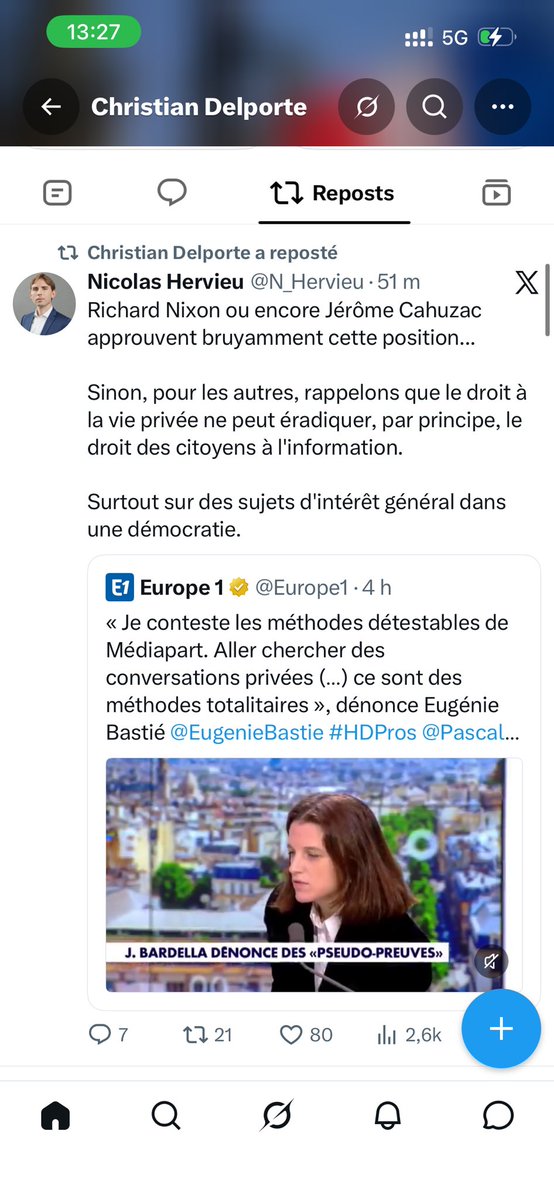 EugenieBastie's tweet photo. Bonjour @chdelporte 
Pourquoi les méthodes de l’incorrect vous paraissent « dignes du KGB » et celles de Mediapart dignes du « droit à l’information » 🤔? https://t.co/isx7L5goy9