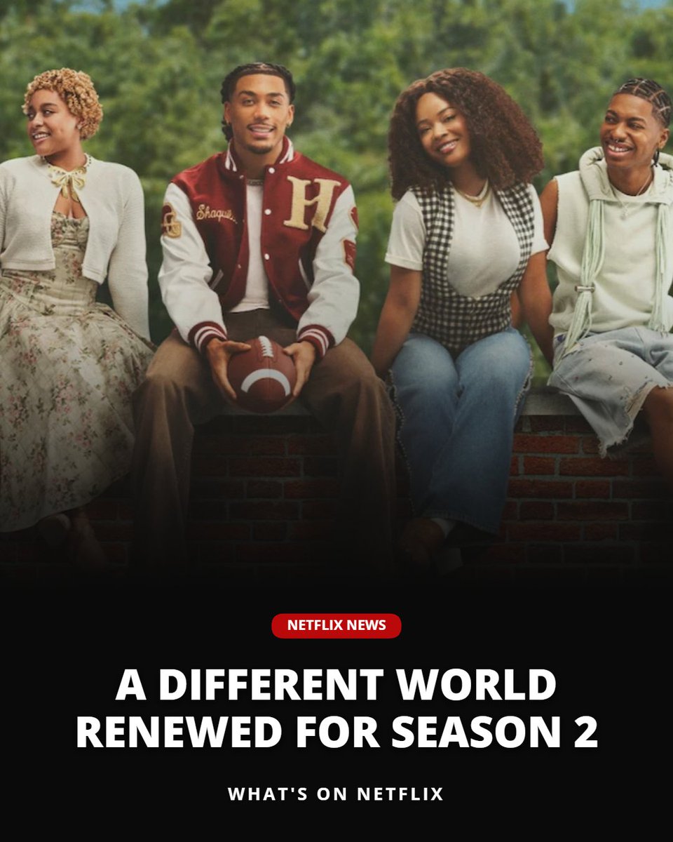 whatonnetflix's tweet photo. Hillman College is staying open! 

Netflix has officially renewed A Different World for Season 2 after a big debut in the Global Top 10. 

More: https://t.co/Gr8ItYGrrA https://t.co/r1qQLynSBP