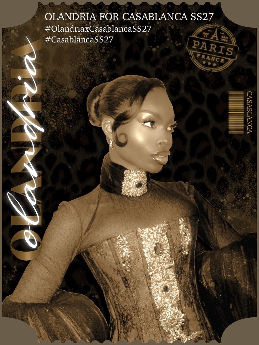 rach_6977's tweet photo. OLANDRIA IS ATTENDING THE CASABLANCA FASHION SHOW AT 8:30 AM EST!! For all tweets, use: 
OLANDRIA FOR CASABLANCA SS27  
#OlandriaxCasablancaSS27 
#CasablancaSS27 

We can watch the show live here: https://t.co/mHcO9bXsAO   
and here: https://t.co/vcWpXJqiFq https://t.co/ISqM05h91w