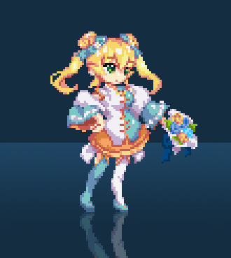 n88_colpla's tweet photo. 最近ドット絵描いてたのでその勢いでミカン誕衣装のドット絵 https://t.co/jFQG5RVNTC