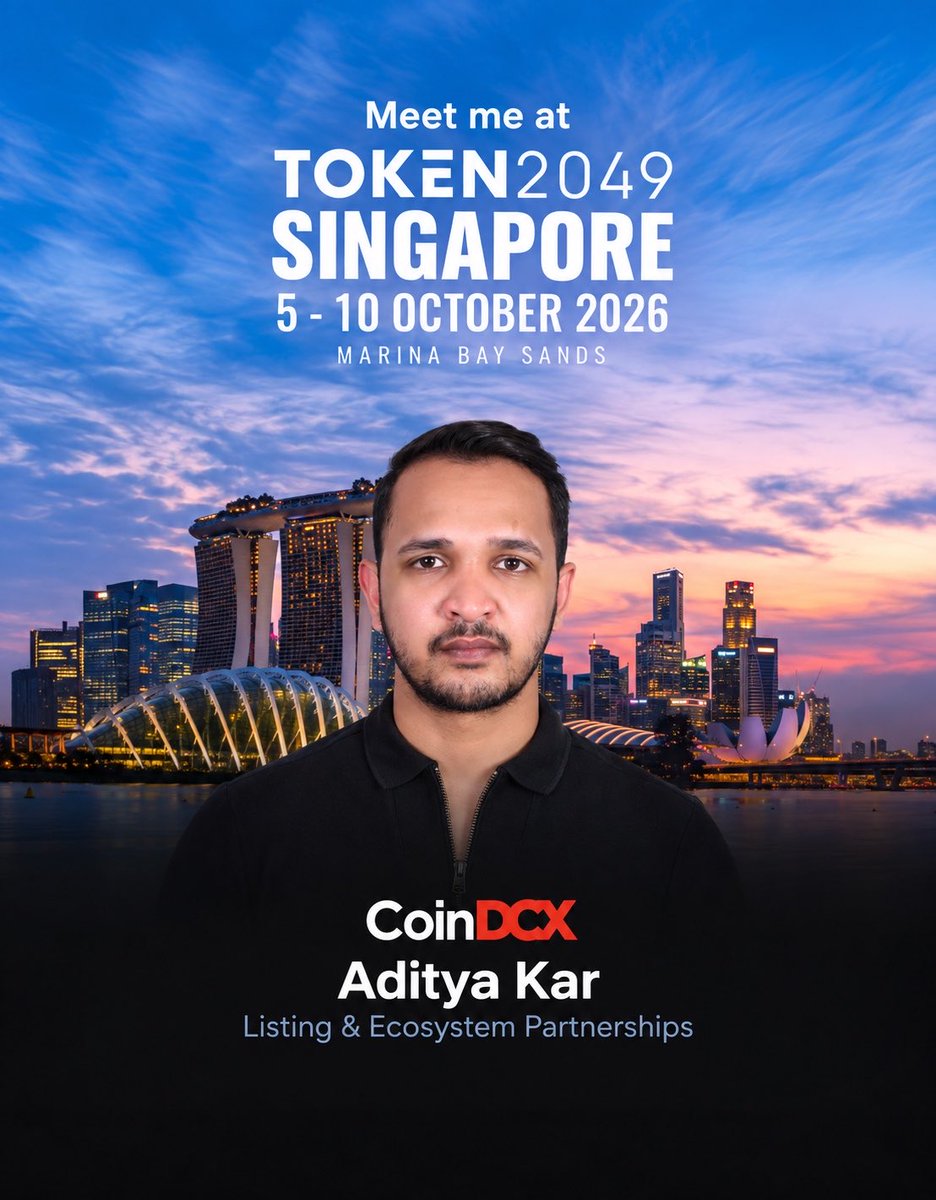 AdityaKar_007's tweet photo. The Crypto Met Gala is arriving in Singapore.

From 5-10 October '26, I'll be around MBS for a week of conversations, ideas, and everything happening at the intersection of crypto and Web3.

If you're in Singapore between 5-10 October, let's connect. 

#TOKEN2049 #Web3 #Crypto https://t.co/fz4THSqocX