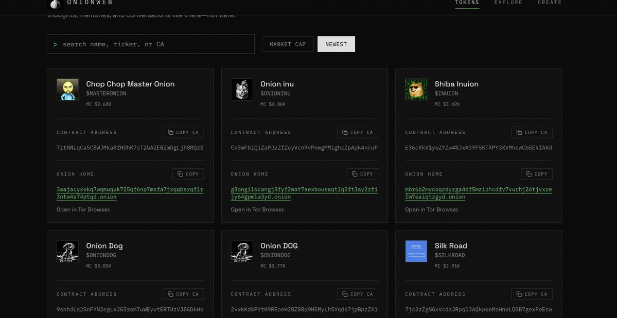 OnionWeb_'s tweet photo. Coin icons are fixed, and you can now sort by market cap or newest launches on OnionWeb.

Next up: privacy rewards in ZEC or Monero (XMR). 

Coming soon.

https://t.co/TU5CSyrQO2 https://t.co/PgeKtnGQl9