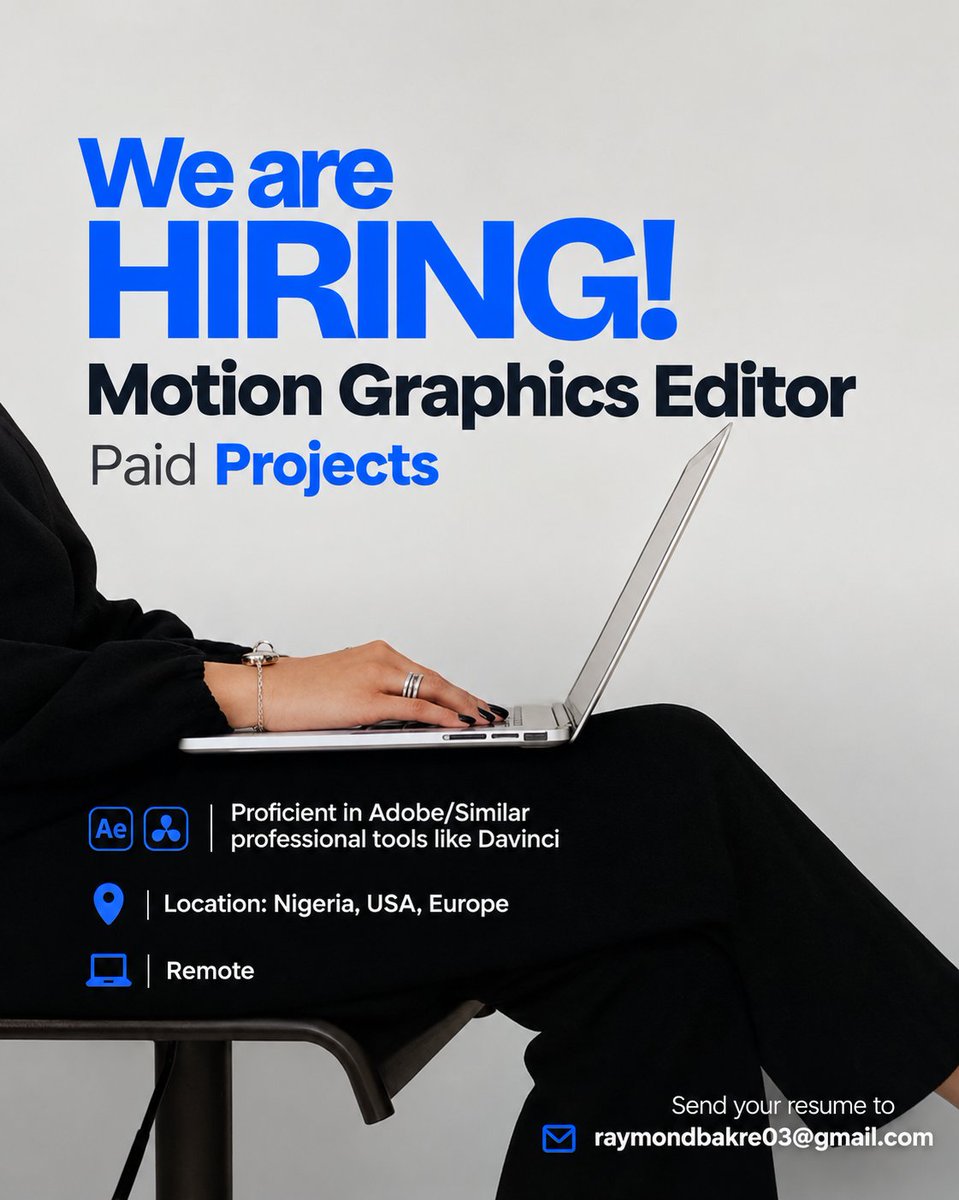 Foundersaleshub's tweet photo. 🚨 We’re hiring!

We’re looking for a Motion Graphics Editor to join us on paid projects. If you’re great with Adobe, DaVinci, or similar professional tools and know how to turn ideas into standout visuals, we’d love to see your work.

🌍 Remote https://t.co/KrA5SGmE4M