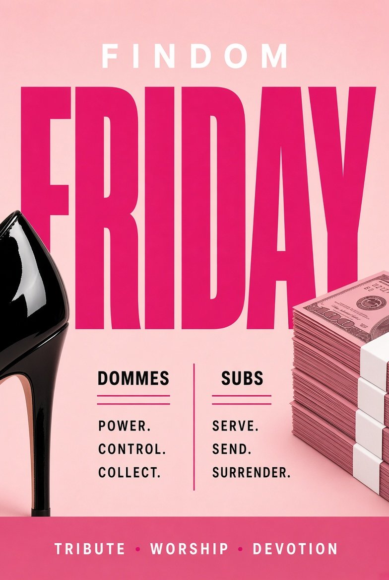 FinDommes's tweet photo. 💸🔥 Findom Friday 🔥💸

👑 Dommes:
- Put yourself on the radar.
- Share your tribute details. 💎

💳 Subs:
- Find a Domme.
- Know your place.
- Show your support. 💸

🔽