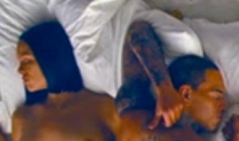 Lamaswlft's tweet photo. why y’all acting like Rihanna wasn’t a victim of that video too? 
PSA: that’s literally a wax figure of her sleeping next to Chris Brown https://t.co/7JfsoFy1Qk
