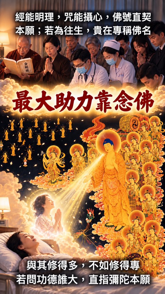 sdnftsdnftsdnft's tweet photo. 《徑中徑又徑》形容臨終四大分離，如「生龜脫筒、螃蟹落湯」。印光大師也曾警示：「平時縱能談玄說妙，到了生死關頭，也可能手忙腳亂。」
民初·倓虛老法師病中劇痛，弟子勸他：平時常教人觀空，何不把疼痛也觀空？老法師感嘆：平時無病，一觀就靈；如今痛得恨不得把它挖掉——什麼都空，偏偏痛不空。
台灣某陳老居士一生修禪，有時一天禪坐近十二小時。晚年罹患癌症，仍想靠禪定面對生死；然而癌末劇痛襲來，終究坐不住，只能躺下，在痛苦中離世。
所以，不是平時能靜下來，就代表臨終也能作主。真正的考驗，是病苦逼身、四大分離之時，自己的功夫還剩多少？是故，平時靠自力，尚覺自己有力；臨終才知道，最需要的還是佛力！
#淨土宗 #南無阿彌陀佛 #念佛法門
