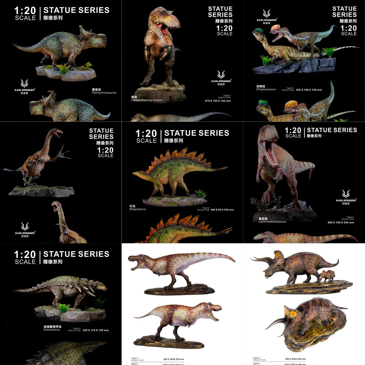 Haolonggood's tweet photo. @PaleoLogica Estas son las únicas figuras que se han sacado a escala 1:20 de recina. 

Las dos últimas son de bronce
#Tyrannosaurus y #Triceratops https://t.co/kk2uNGqO3O