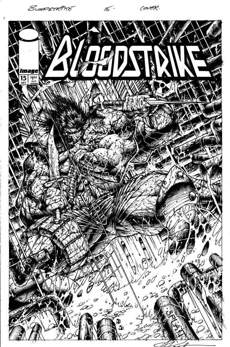 RobMessick's tweet photo. Stephen Platt doing what he does best!  The cover to Bloodstrike 15 vs Prophet.  WarGames pt 1

#BloodStrike &amp; #Prophet created by @robertliefeld
@Stephen_Platt #StephenPlatt #ExtremeStudios
@ImageComics #WarGames #ExtremeSacrifice https://t.co/t561vtgS5O