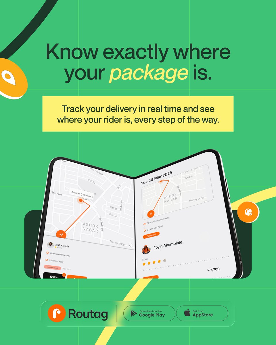 useroutag's tweet photo. Oga where you dey?" is not a tracking system. Routag is. See your rider live, no call needed. Hashtags: #Routag #LagosDelivery #NaijaTikTok #SMENigeria https://t.co/FV0p6WKuTZ