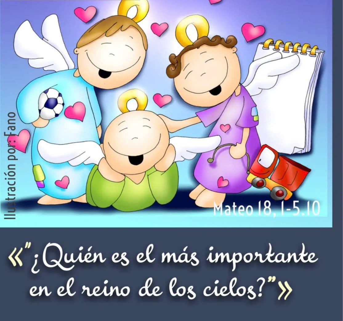 martinvalverde's tweet photo. EvDH:”El que recibe a uno de estos pequeños en mi Nombre, me recibe a mí mismo.
Cuídense de despreciar a cualquiera de estos pequeños, 
porque les aseguro que sus ángeles en el cielo están constantemente en presencia de mi Padre celestial."
El mensaje es claro, el entenderlo nos supera, pero el aceptarlo no está a discusión.
Lo que el Amor nos lleve a hacer con los más pequeños, es al final, directamente con Dios con Quien recae. Lo que deja también muy en claro que el daño que se haga a un niño es también directamente con Dios. Por un lado la recompensa del Amor  y por el otro lado el castigo del daño hecho serán de niveles eternos cuando se tenga que dar cuentas.
En esas dimensiones, en donde no hay ni espacio ni tiempo, es maravilloso ver a nuestros ángeles protegiéndonos y pasando su reporte frente al Padre. Ese ángel de la guarda (y aquellos otros que nos hayan acompañado en nuestra misión) tienen el Don de estar a nuestro lado siempre, y frente al Padre siempre. 
Hoy damos gracias al Espíritu Santo (que es su comandante en jefe) por el regalo de su presencia y su protección.
Nos quedamos con las palabras del Arcángel San Rafael que quedaron en la Biblia:
“Yo soy Rafael, uno de los siete ángeles que están delante de la gloria del Señor y tienen acceso a su presencia».
 No teman, la paz esté con ustedes. Bendigan a Dios eternamente.
Cuando yo estaba con ustedes, no era por mi propia iniciativa, sino por voluntad de Dios. 
Es a Él al que deben bendecir y cantar todos los días.
Bendigan al Señor sobre la tierra y celebran a Dios. 
Ahora subo a Aquel que me envió.” Tobías 12, 15-20