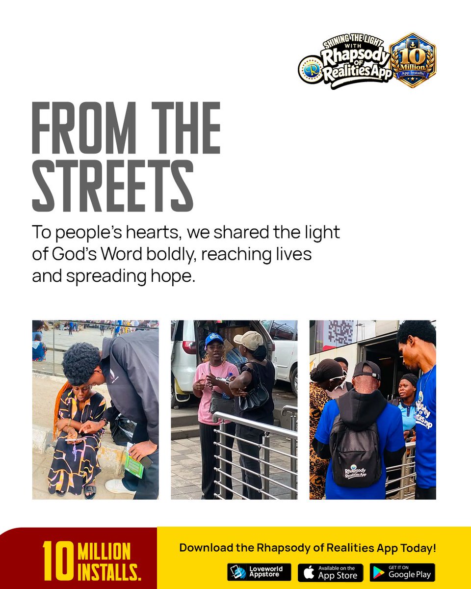 RhapsodyDaily's tweet photo. Oshodi, we came with the Light! 🔥

The Shine the Light Campaign brought God’s Word to the streets, connecting with people, sharing hope, and reminding hearts of the power of the Gospel.

One city reached.
More lives touched.
The Light keeps shining. 💡

#ShineTheLight #Oshodi #SpreadTheGospel #TheLight