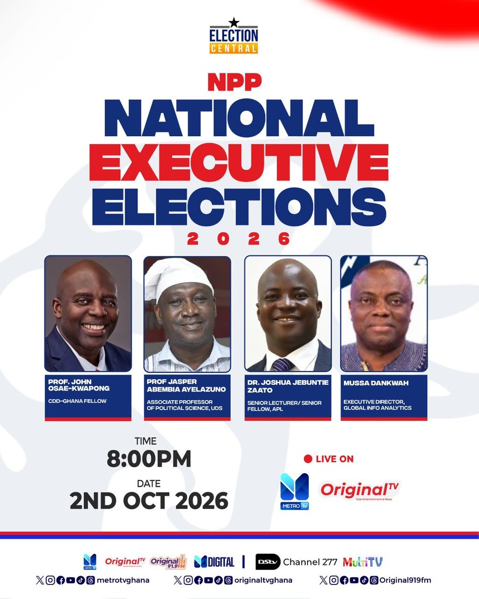 metrotvgh's tweet photo. We've got you covered with the very best 👌 💯
Stay glued to #MetroTV for an extensive coverage of the NPP National Executive Elections. Do make a date 🤗 https://t.co/hAvmI8i3tv