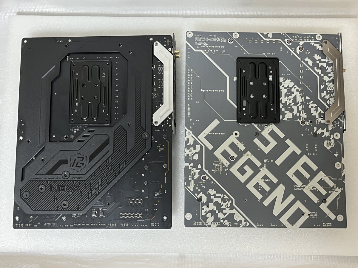 kurotre3's tweet photo. 9950X3DでもDDR5メモリ4枚の起動確認ができたので、PC構成を入れ替え。クリーンインストール中。
今回は B650 Steel Legend WiFi のPCIeスロット位置と帯域幅を優先。 https://t.co/R704gyBvUB