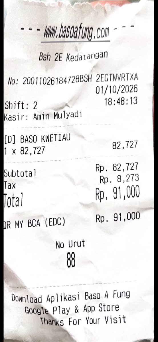 KapudS640's tweet photo. Wow, fakta hari ini: Bakso A Fung sekarang udah Rp91.000 😭 https://t.co/Feqd3rSXo6