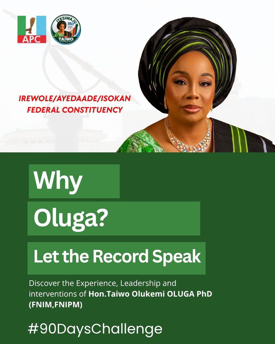 Oluga_MediaTeaM's tweet photo. KNOW MORE ABOUT HON. TAIWO OLUGA 👇

Beyond the name, discover the track record, leadership, legislative experience, community interventions and impact of Hon. Taiwo Olukemi Oluga PhD 

Follow the challenge. Know the record. Join the conversation.

— OMT

#90DaysChallenge https://t.co/f53BZaQ8Wz