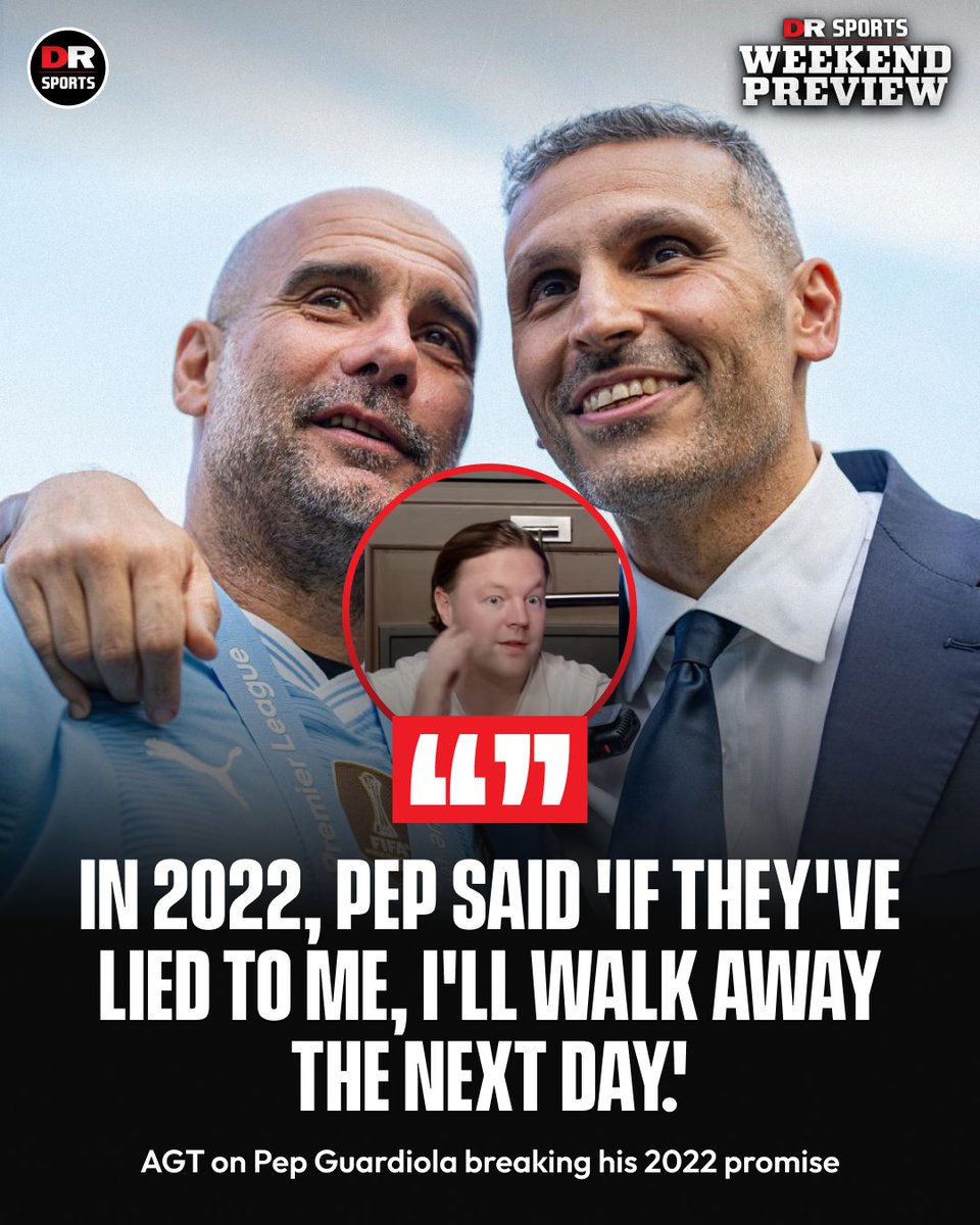 drsportsmedia's tweet photo. A Β£900M scandal exposed, yet Pep doubles down, trading his moral stance for unconditional defense. π€π₯
#WeekenPreview https://t.co/iRGd53Fo2a