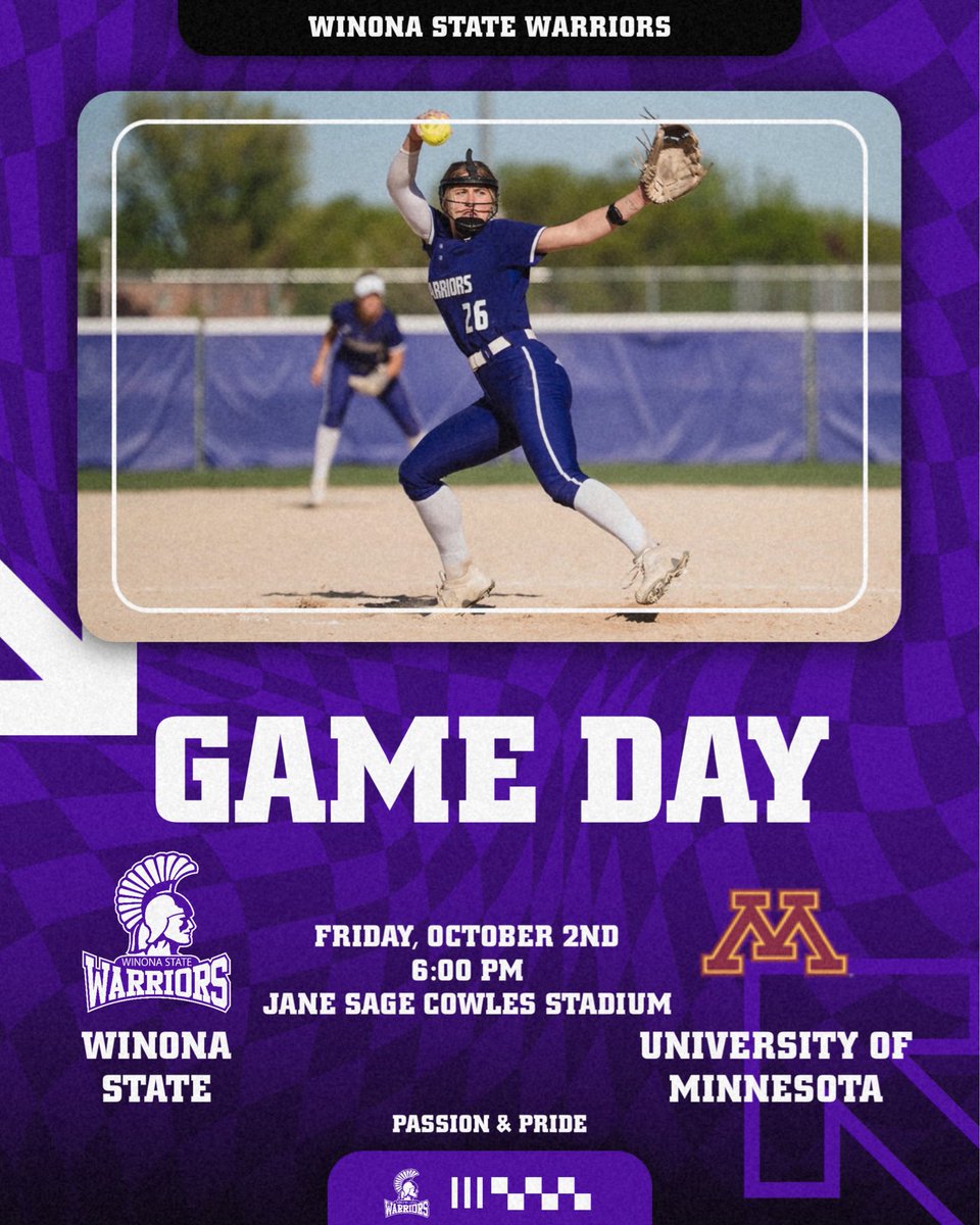WinonaStateSB's tweet photo. B10 Test today. Warriors head to the U to take on the Gophers. #PassionAndPride #Allow https://t.co/jzvmcD95NV