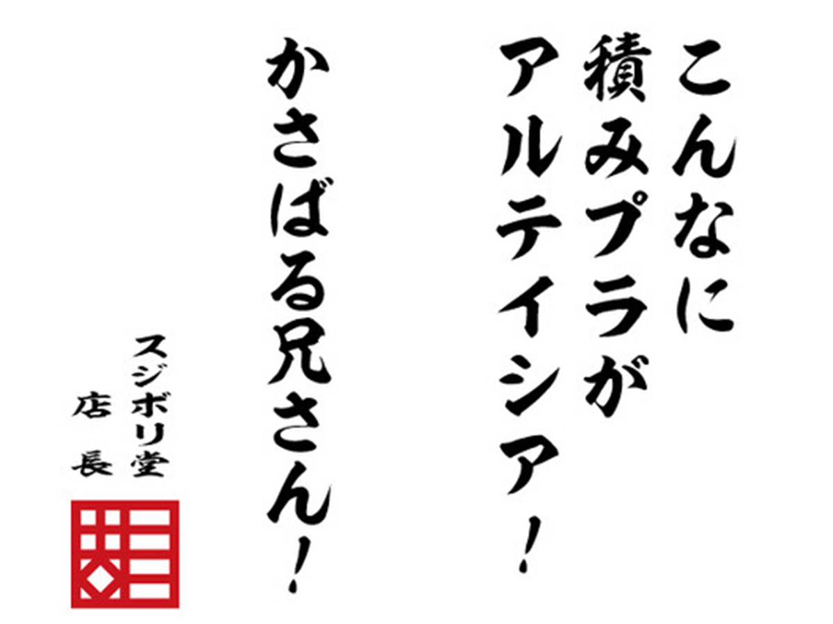 sujiborido's tweet photo. 模型の格言

『こんなに積みプラがアルテイシア！かさばる兄さん！』

#模型の格言　#スジボリ堂 https://t.co/M2nXRotXaj