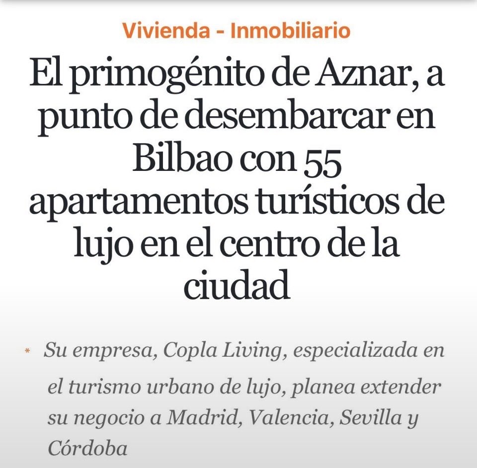 Apu_elrojo's tweet photo. El hijo de Aznar se hizo rico doblando pisos turísticos de lujo en un garaje. https://t.co/Uyt5Z9lFjX