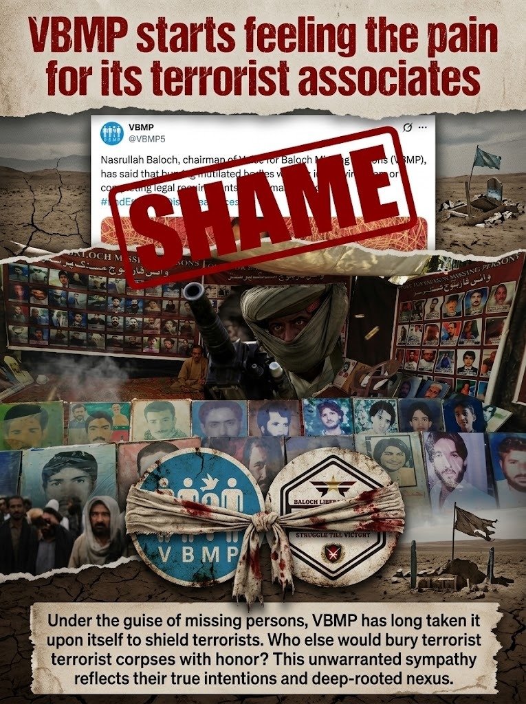 Zebabalochh44's tweet photo. VBMP’s mourning and honoring of slain militants raises serious questions about its claimed missing-persons agenda and alleged links to anti-state elements.
#VBMP #Balochistan #MissingPersons #Terrorism #ExposePropaganda #Pakistan https://t.co/0q2JSy3Bwz