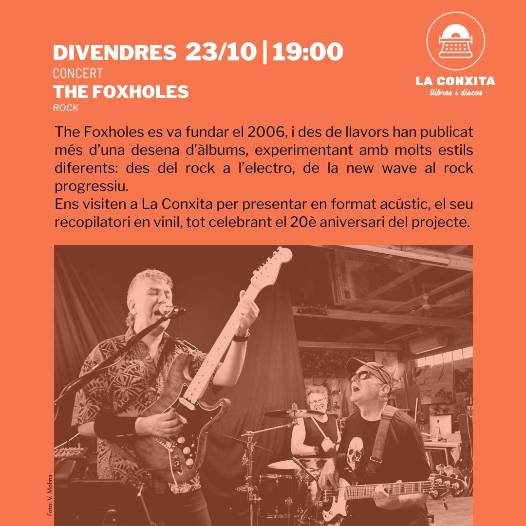 The_Foxholes's tweet photo. Acústic de The Foxholes a La Conxita de Sants 🪘 divendres 23 d'octubre 19:00 #WTF! https://t.co/3FNRFu9K3D https://t.co/WJxcik5IyX