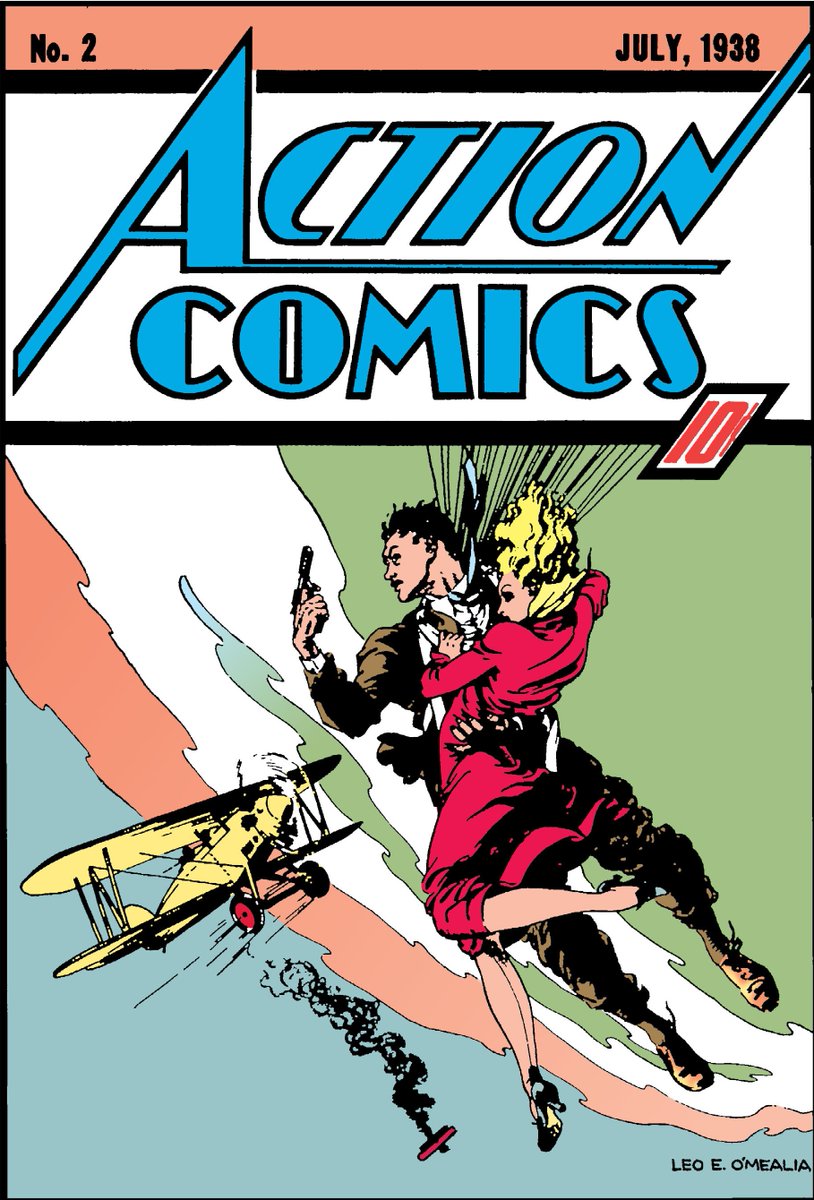 RobMessick's tweet photo. Action Comics 2
Inside this comic may be the 2nd appearance of Superman, but the cover has a guy in a parachute with a woman & a gun! It takes a while to realize Superman's importance.
@DCComics @DCOfficial @Superman
#LeoEOMealia #DCComics #ActionComics
@JamesGunn @ActionComics https://t.co/GTnASF4hKK