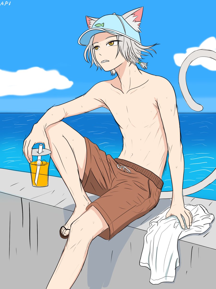 AaPi_3's tweet photo. Best thing about Shunran: first,  he’s your handsome, fun, cool dude—but then, at times, whenever he thinks it’s a fun idea—he’s a stunningly beautiful catboy.
I also love the story between him and the landlord, well, or possibly everybody.

#ヤニねこ #西春蘭 https://t.co/XWHXRSe3fP