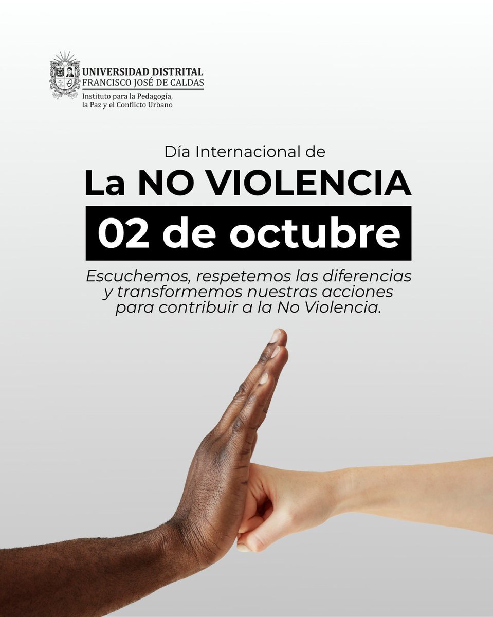 Ipazud's tweet photo. 🕊️ 2 de octubre | #DíaDeLaNoViolencia

La no violencia no es indiferencia ni pasividad, implica actuar, participar y defender los derechos humanos sin recurrir a la violencia. https://t.co/o9Dv5wJTe0