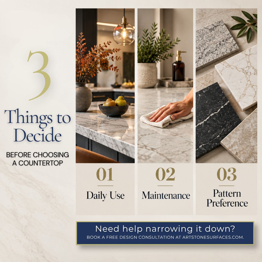 ArtStneSurfaces's tweet photo. 3 Things to Decide Before Choosing a Countertop π
Before choosing a countertop, consider daily use, maintenance, and pattern preference. Start with what matters to your routine, then explore your options at https://t.co/aFhfBsfqEd π
#CountertopTips #OrlandoKitchen https://t.co/AqkqaNzzpK