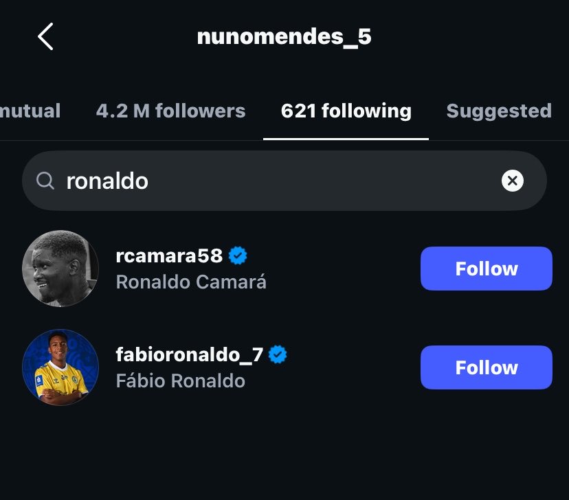 big_tula12's tweet photo. Nuno mendes just unfollowed Ronaldo ?? Whats going on here https://t.co/BzS3SsKVAK