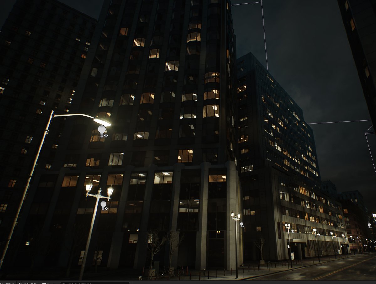Project_Dayon's tweet photo. Refining the city after dark.
We’ve reworked the window shading around real-world lighting observations, balancing interior contrast and light intensity to give ceiling lights a clear presence without flattening the space behind them.
This is part of a broader pass on lighting, shadows, and art direction across the city.

#UnrealEngine #GameDev