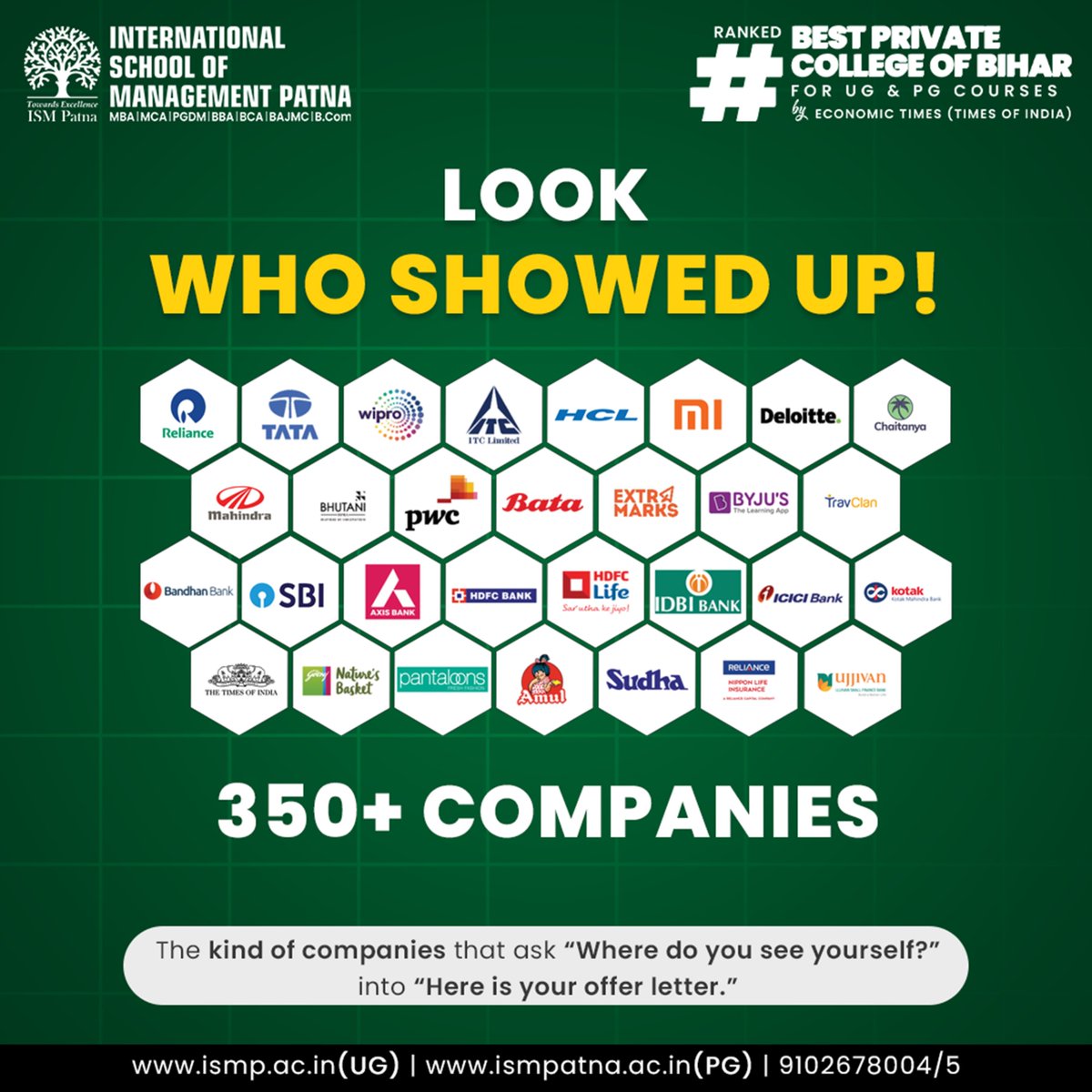 ISMPatna's tweet photo. 2026 was a year of turning learning into possibilities.
For our students at @ISMPatna, the placement journey was about transforming classroom learning into practical skills, industry exposure and professional opportunities.
.
.
.
.

Apply - https://t.co/xFkLbvmnJh

Please Visit : 🌐https://t.co/sgJ1uizoG6    
                           🌐https://t.co/QeEJXbeTHY            
Call - 📞1800-123-0945

#CampusPlacements #HigherEducation #IndustryReady #CareerGrowth #FutureLeaders #AdmissionsOpen #BestBSchoolInBihar