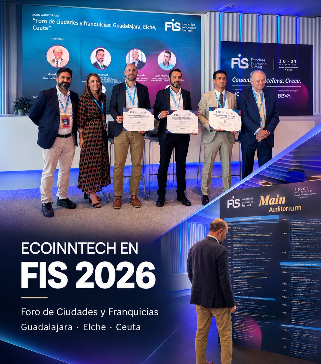 ecoinntech's tweet photo. 🚀 ECOINNTECH, presente en #FIS 2026

Los días 30 de septiembre y 1 de octubre, ECOINNTECH estuvo presente en FIS 2026, celebrado en el Riyadh Air Metropolitano, un encuentro que reúne a empresas, marcas, emprendedores, inversores y otros agentes del ecosistema de la franquicia. https://t.co/jjRc4LDPat