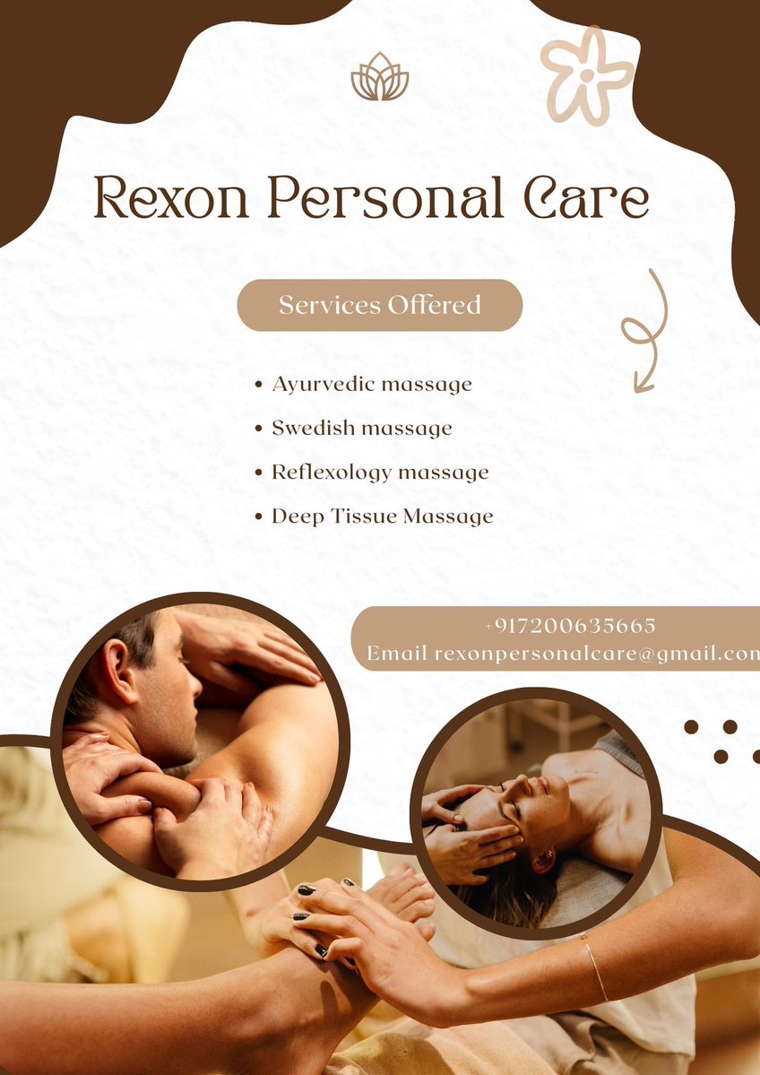 rexonpersonal's tweet photo. Massage Service at your doorstep.
#MassageTime #Massage #RexonMassage #MassageAtHome
#HomeService #DoorstepMassage
#TrichyMassage #MassageAtDoorstep
#MassageTherapy #Relax #MassageInTrichy #Revive #BodyMassage
Book your slot +917200635665
Email rexonpersonalcare@gmail.com https://t.co/xH2eNGTFht