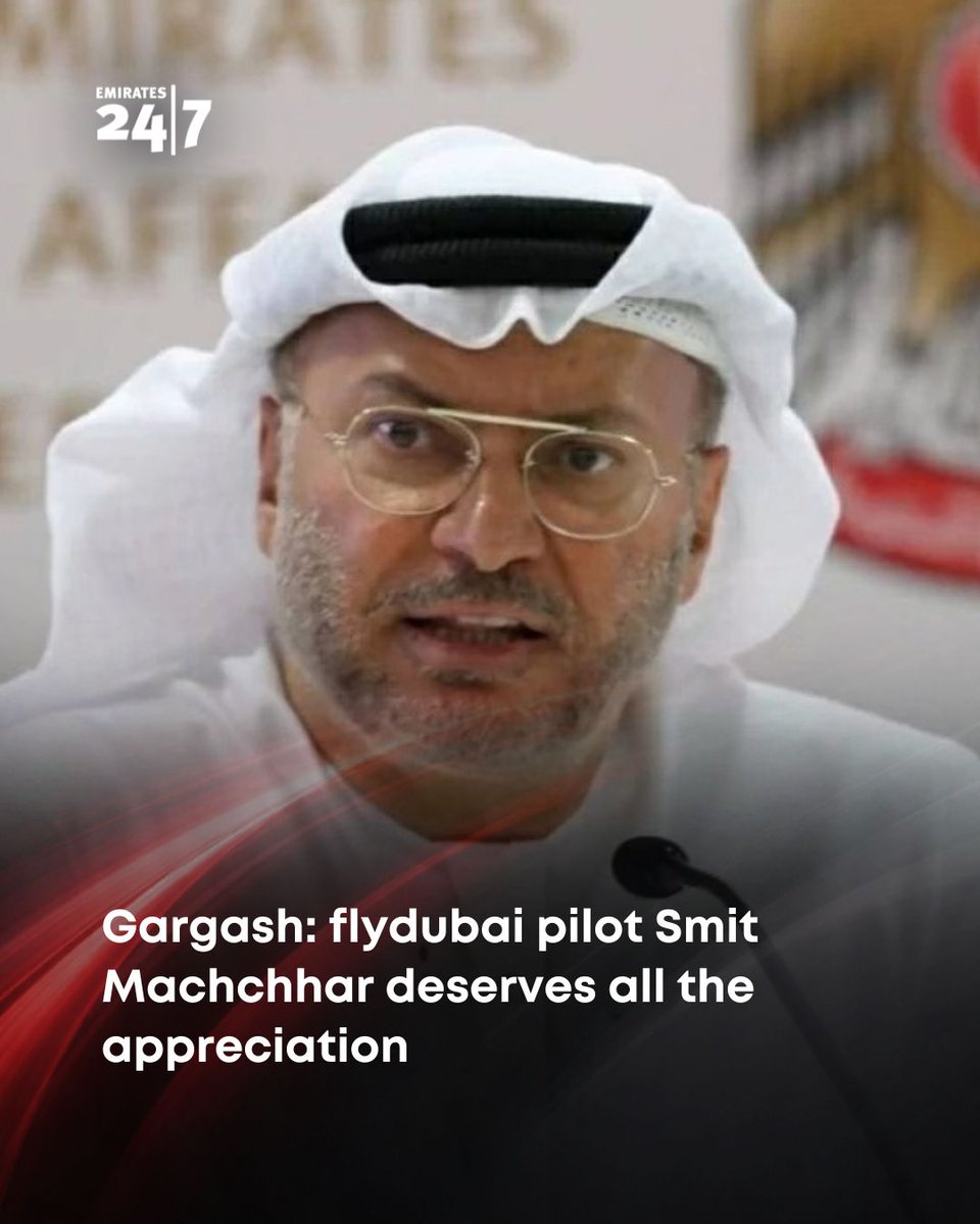 Emirates247's tweet photo. Dr Anwar bin Mohammed Gargash affirmed that flydubai pilot Smit Machchhar deserves all the appreciation for embodying courage, responsibility, professionalism and moral integrity in the face of a serious terrorist act and a potential disaster.

Read more: https://t.co/LNukOglaNU https://t.co/tuKtcya64g
