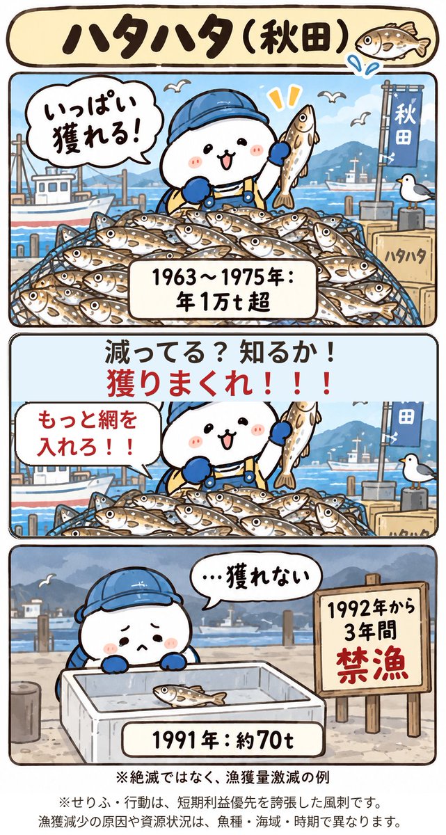 mamamemelll's tweet photo. 日本人、水産資源だけは世界一豊富だったはずなのに枯渇するまで乱獲してメチャクチャにしてるので、産油国でもダメだったかもな

乱獲で資源枯渇させまくりの漁師だけではなく、日本人にはリソースという概念が無い。だから少子高齢化なのに個別訪問介護みたいな物理的に不可能な仕組みに金をばら撒く https://t.co/LckvPuochk