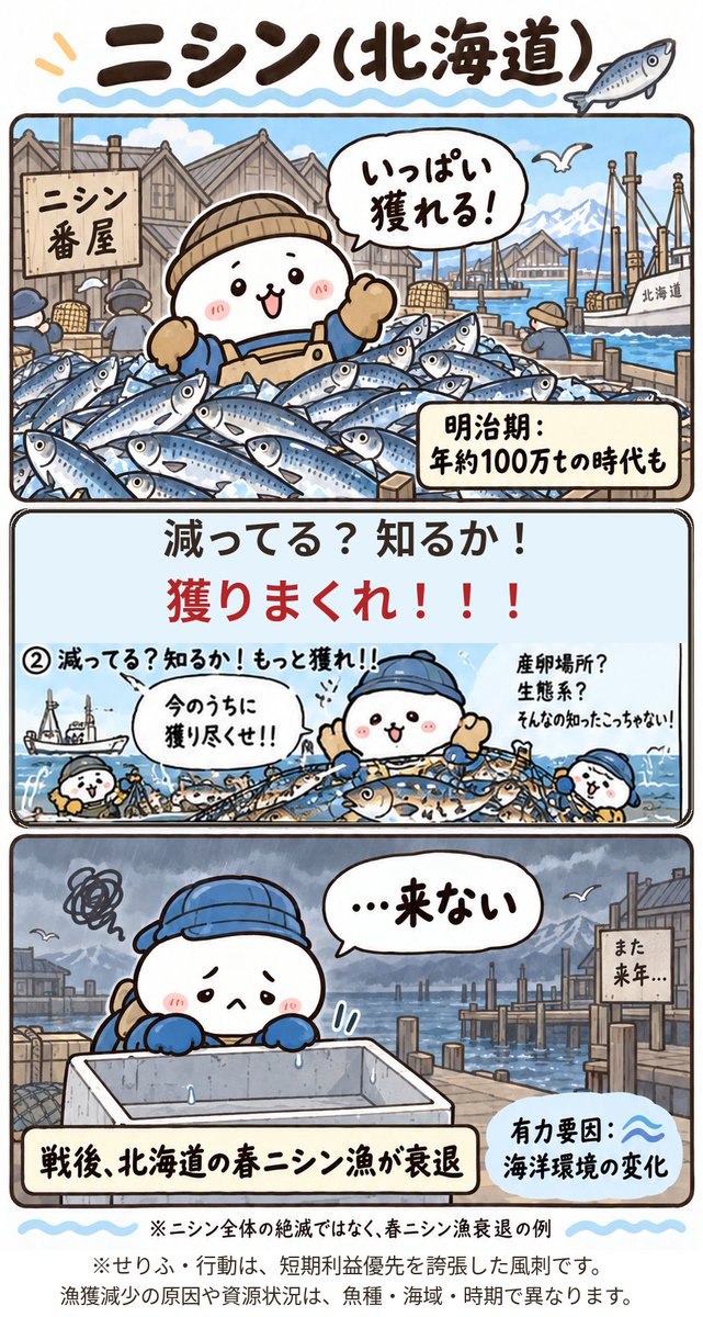 mamamemelll's tweet photo. 日本人、水産資源だけは世界一豊富だったはずなのに枯渇するまで乱獲してメチャクチャにしてるので、産油国でもダメだったかもな

乱獲で資源枯渇させまくりの漁師だけではなく、日本人にはリソースという概念が無い。だから少子高齢化なのに個別訪問介護みたいな物理的に不可能な仕組みに金をばら撒く https://t.co/LckvPuochk