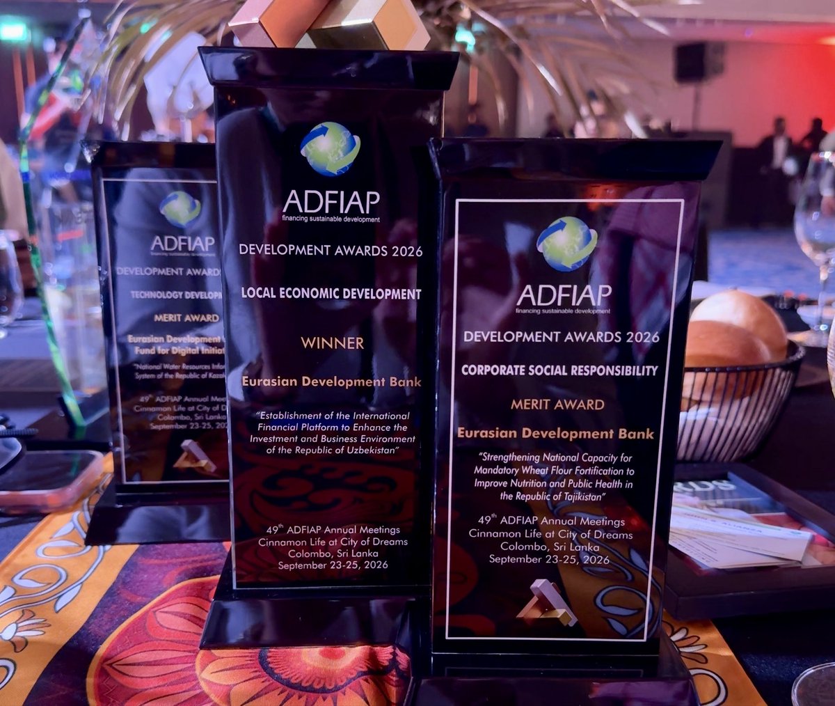 edb__official's tweet photo. We are truly grateful to Association of Development Financing Institutions in Asia and the Pacific (@ADFIAP) for this recognition and for highlighting the work behind three EDB-supported projects in #Kazakhstan, #Tajikistan and #Uzbekistan. https://t.co/9m7fJkbhXt
