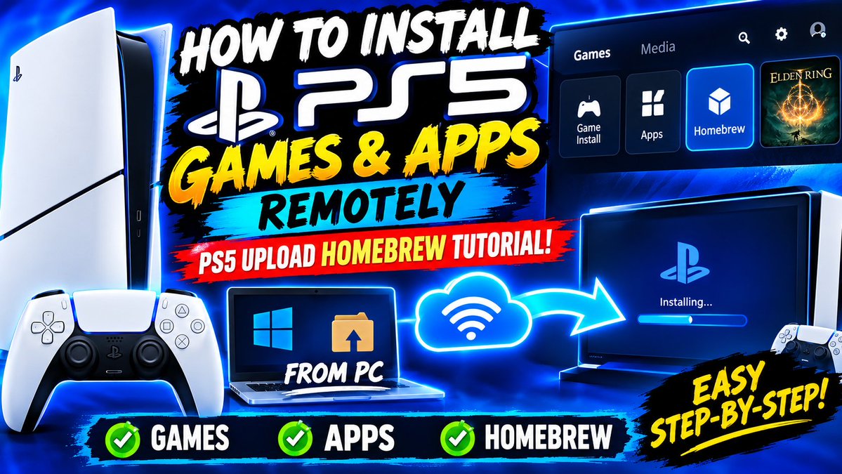 soflysojoe's tweet photo. 🔥 HOW TO INSTALL PS5 GAMES &amp; APPS REMOTELY PS5 Upload Homebrew Tutorial!  

Learn how to install PS5 games &amp; apps remotely using PS5 Upload! 🚀

🎥 Watch now: https://t.co/h4CgpCN4pW
via @YouTube

#PS5 #PS5Homebrew #PS5Upload #PS5Jailbreak https://t.co/fqYEoVGm7O