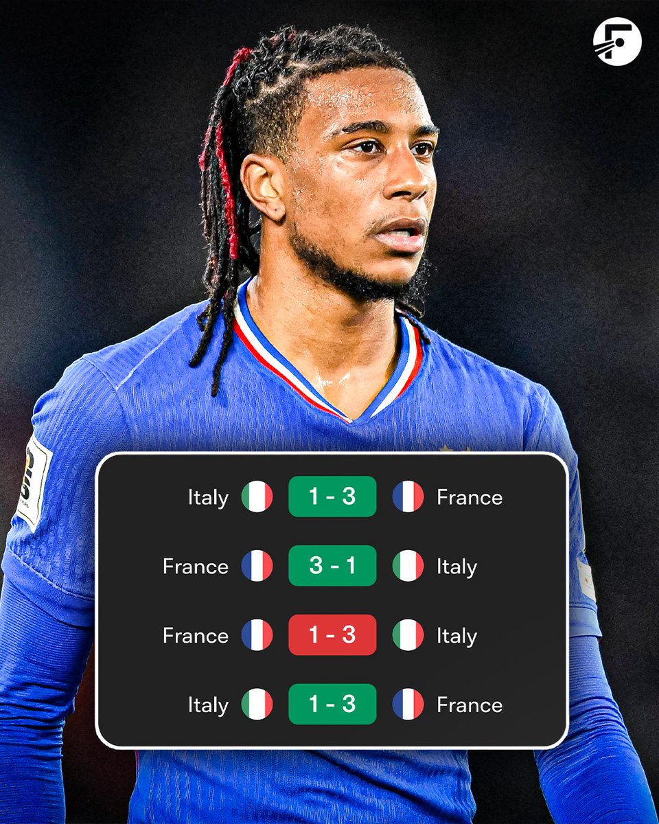 FotMob's tweet photo. 📊 All of the previous four games between France and Italy have ended with the scoreline 3-1.

Another 3-1 tonight? 👀 https://t.co/CbwwzH499S
