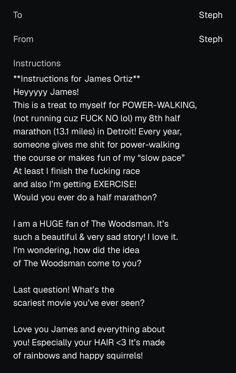 StardewSteph's tweet photo. Just ordered a James Ortiz Cameo!! 
It’s standby so it’ll give him time to come back and complete it :3
#Jortiz #JamesOrtiz #Rocktiz

This is what I said: https://t.co/GwLna1N695
